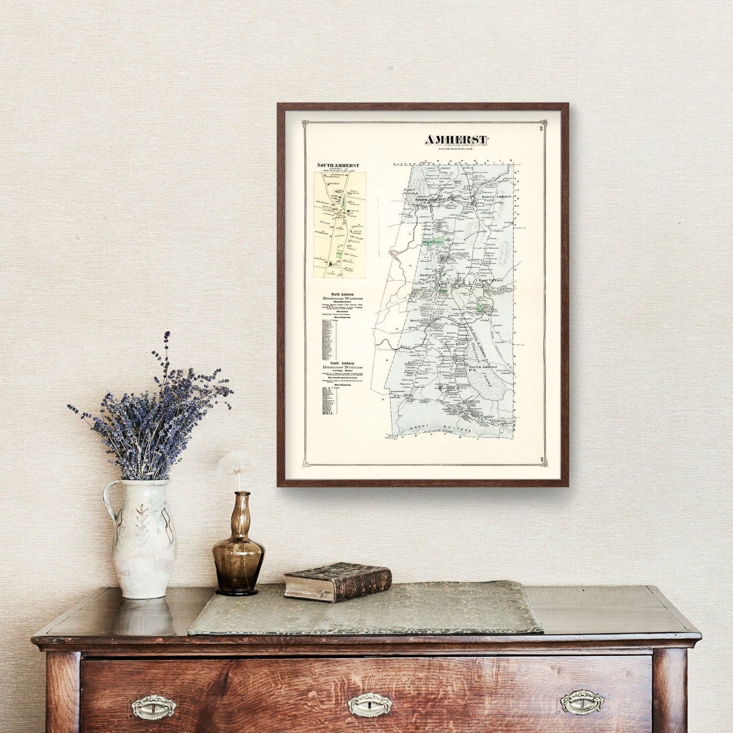 Vintage Map of Amherst, Massachusetts 1873