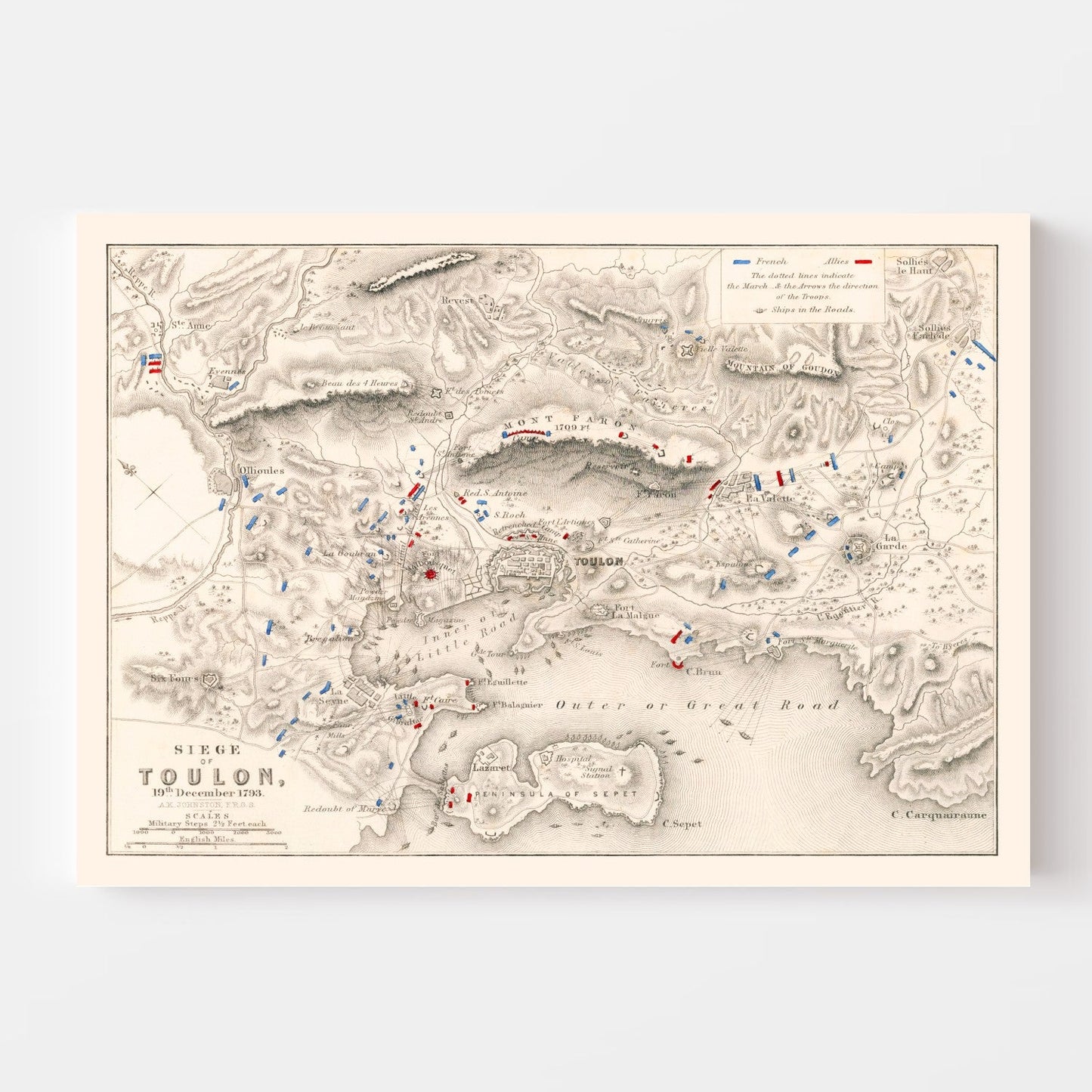 Vintage Map of the Siege of Toulon, 1793