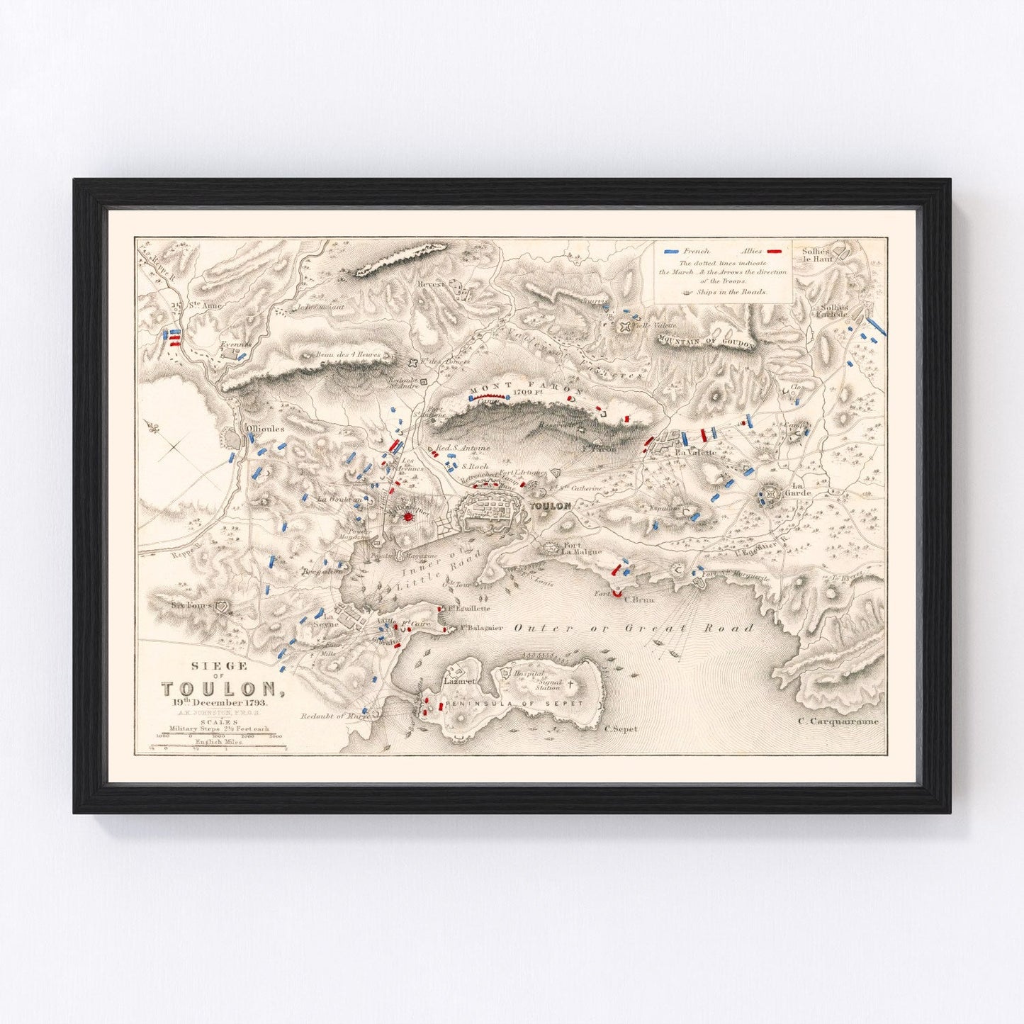 Vintage Map of the Siege of Toulon, 1793