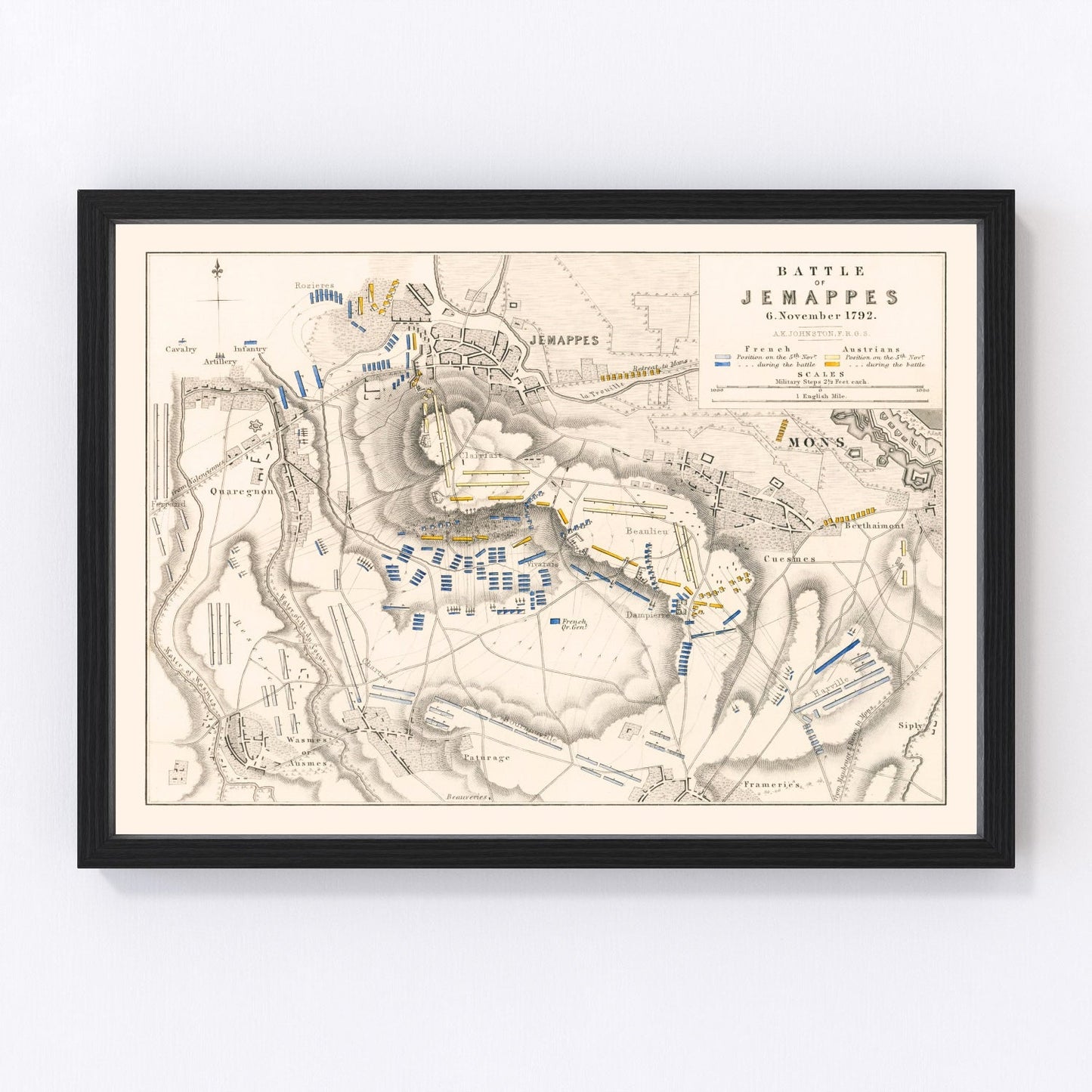 Vintage Map of the Battle of Jemappes, 1792