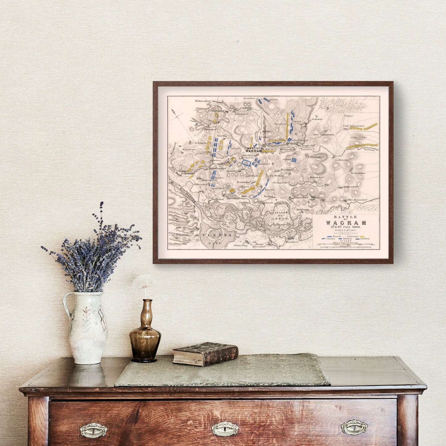 Vintage Map of the Battle of Wagram, 1809