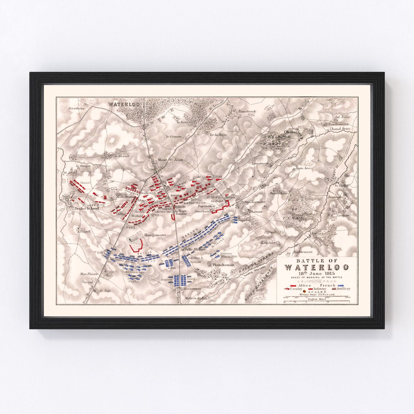 Vintage Map of the Battle of Waterloo, 1815