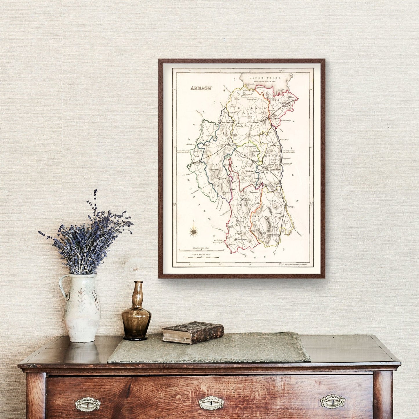 Vintage Map of Armagh County Ireland, 1846