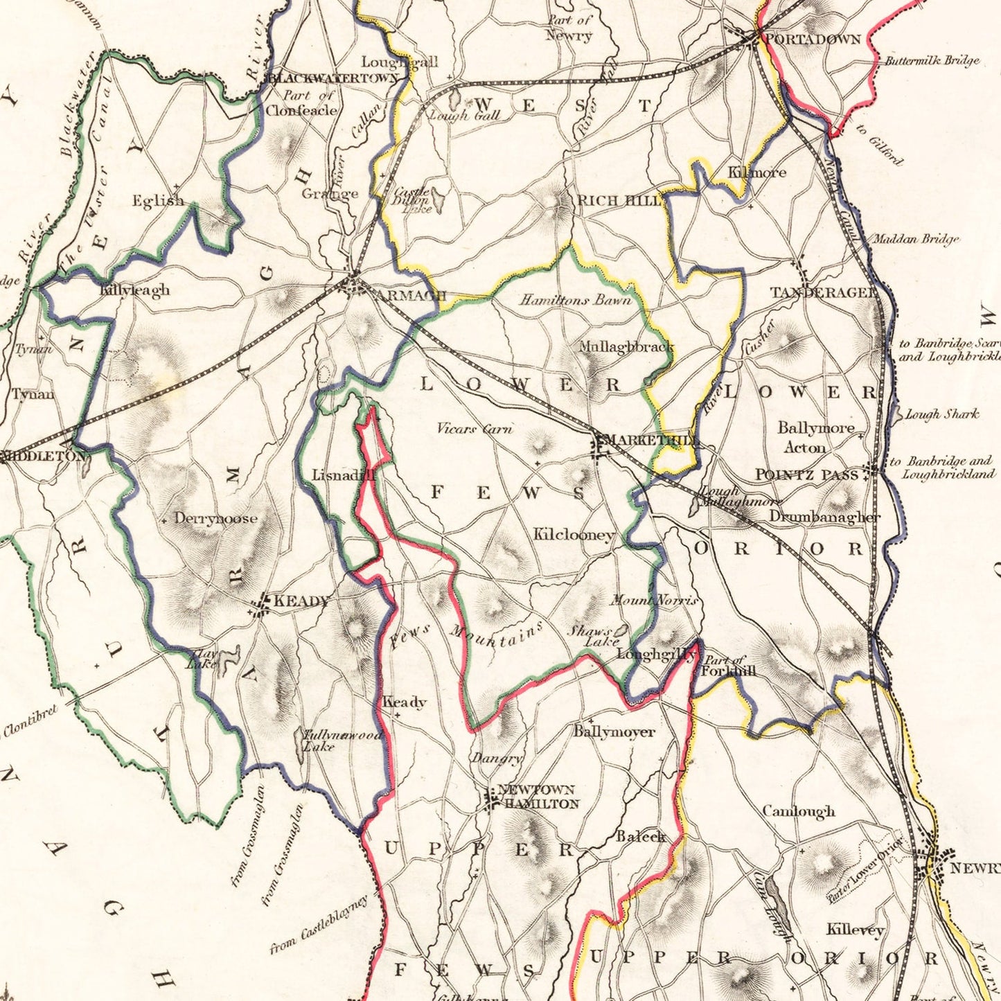 Vintage Map of Armagh County Ireland, 1846