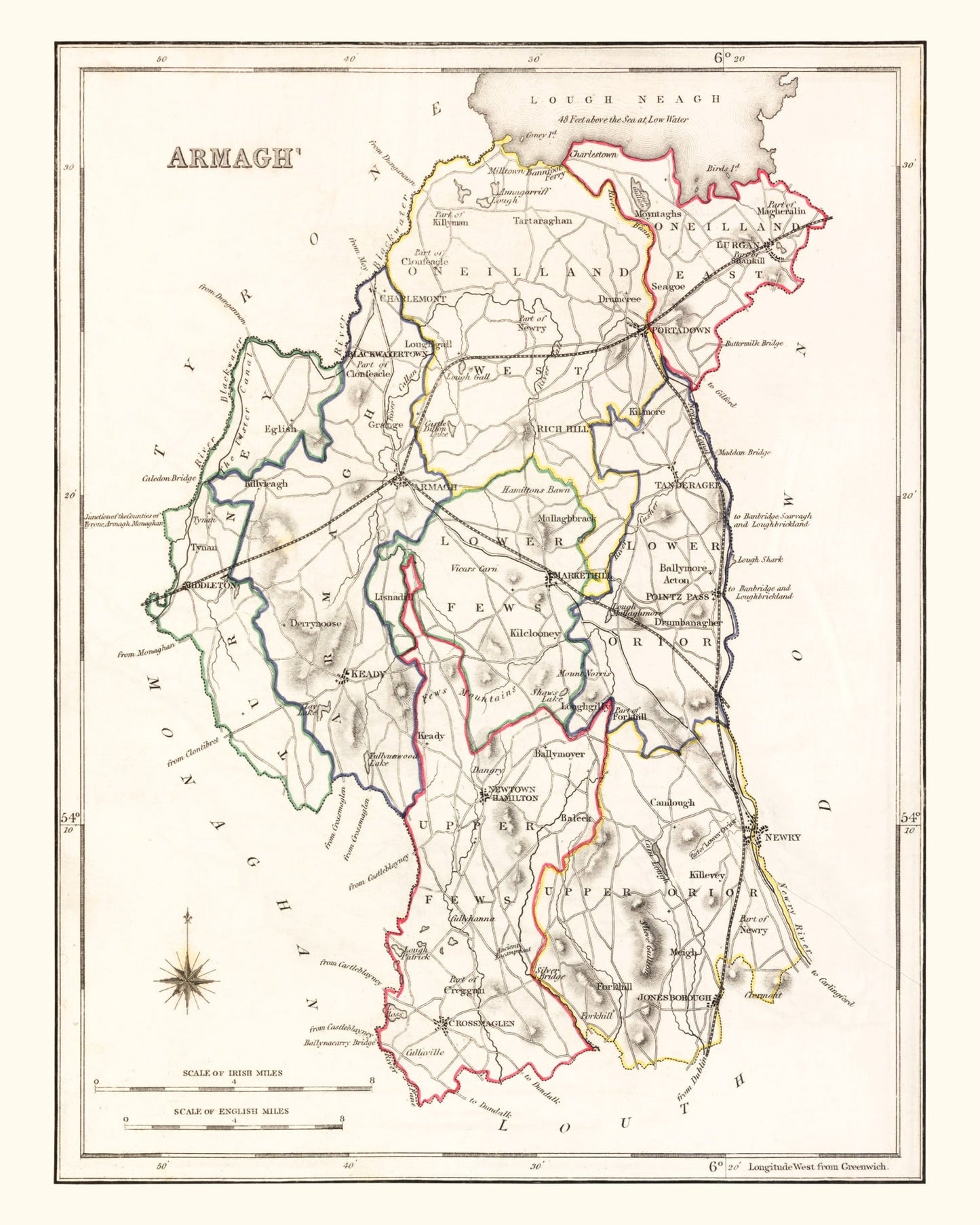 Vintage Map of Armagh County Ireland, 1846