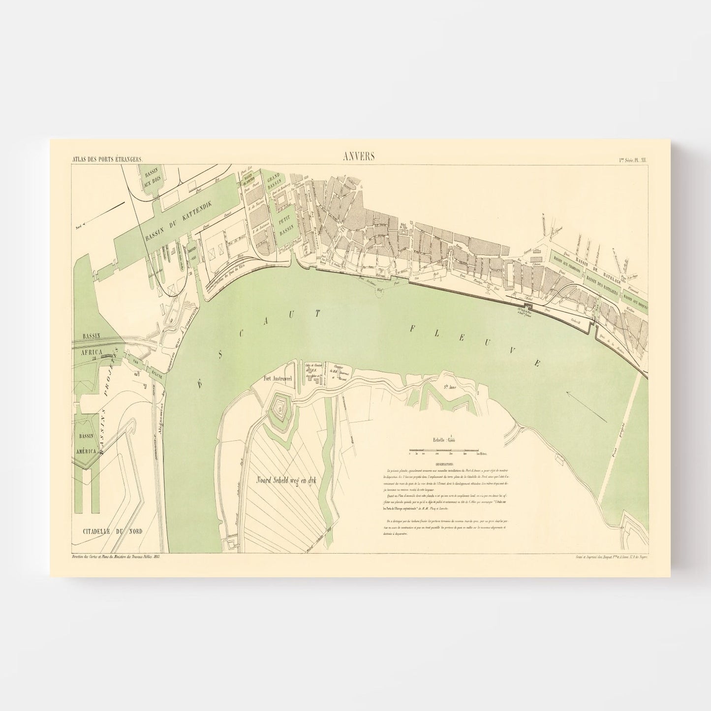 Vintage Map of Antwerp, Belgium 1883