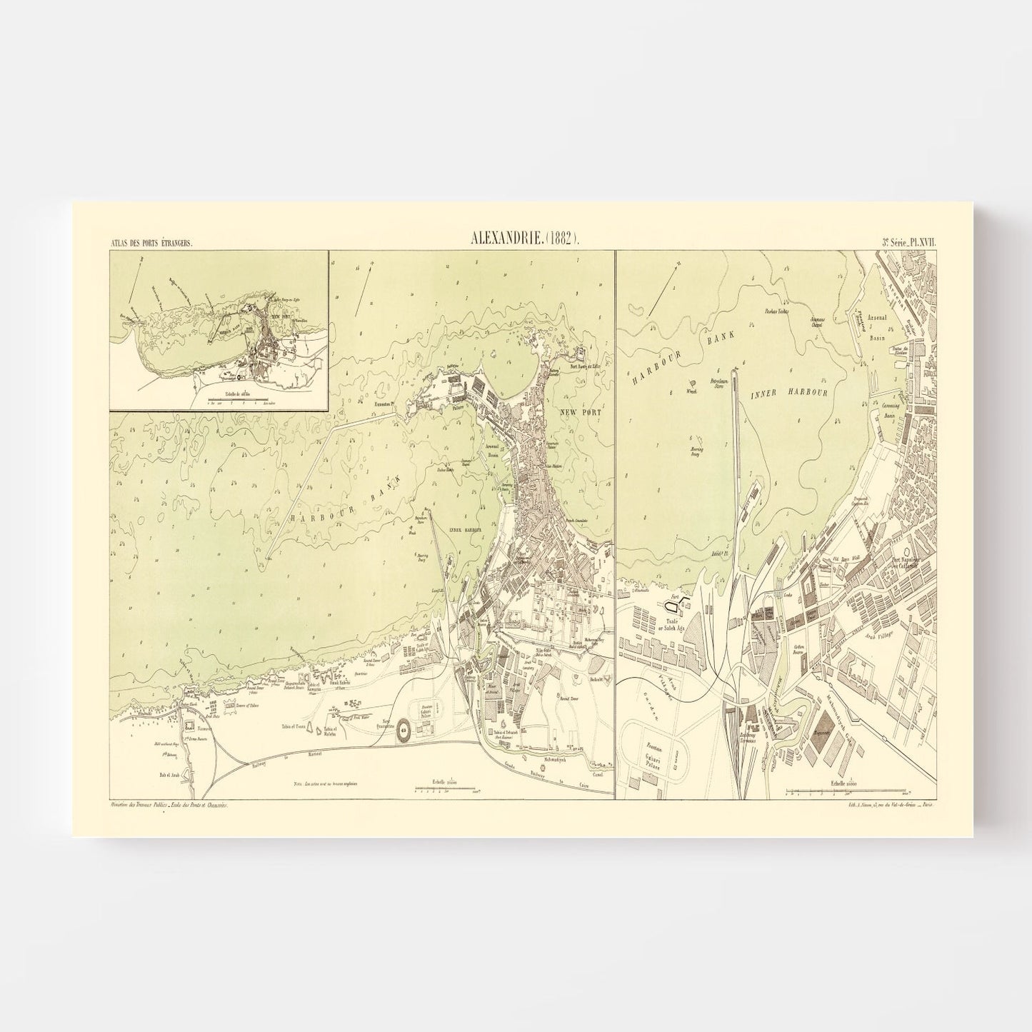 Vintage Map of Alexandria Egypt, 1882