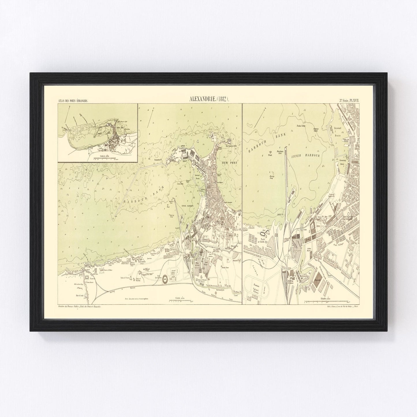 Vintage Map of Alexandria Egypt, 1882