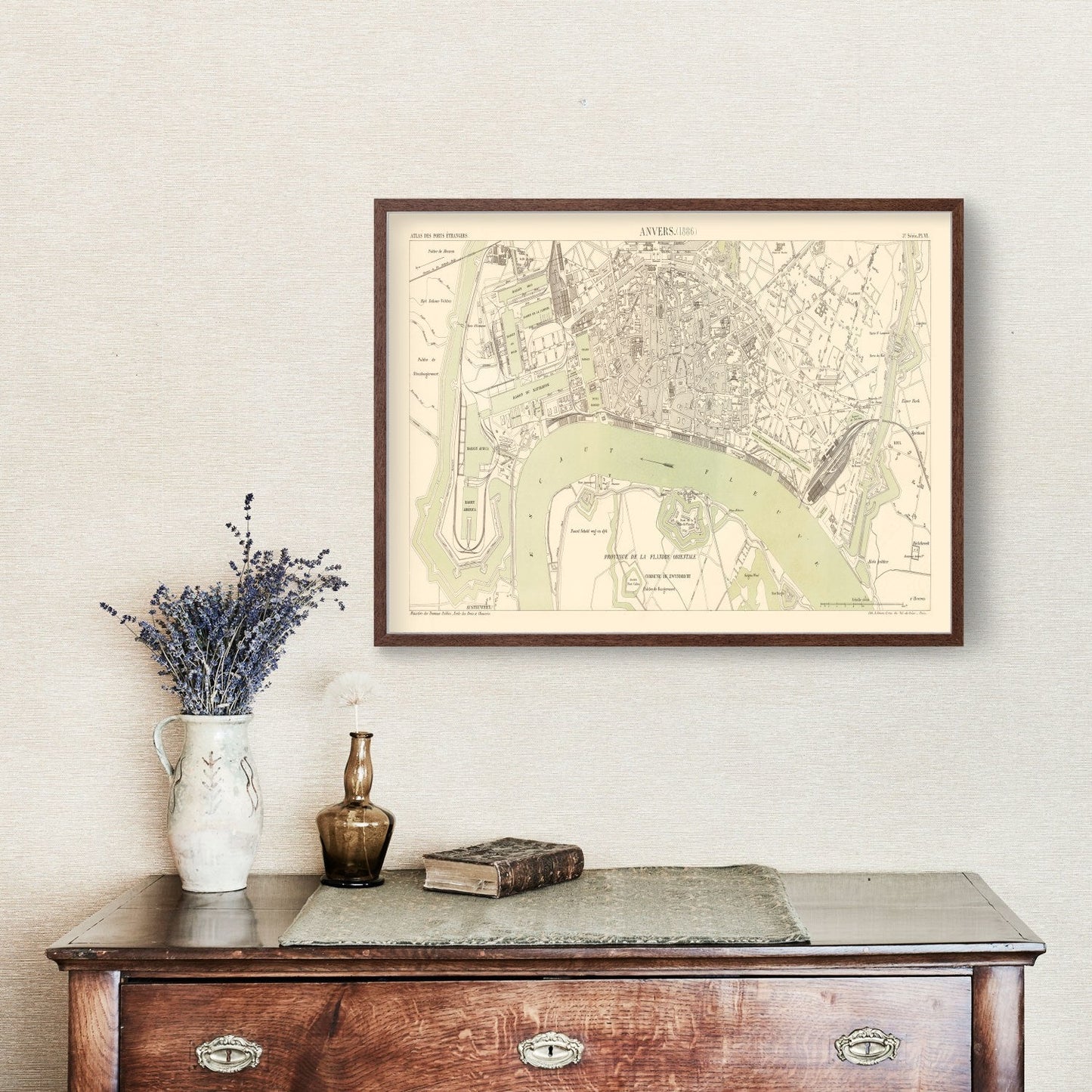 Vintage Map of Antwerp, Belgium 1886