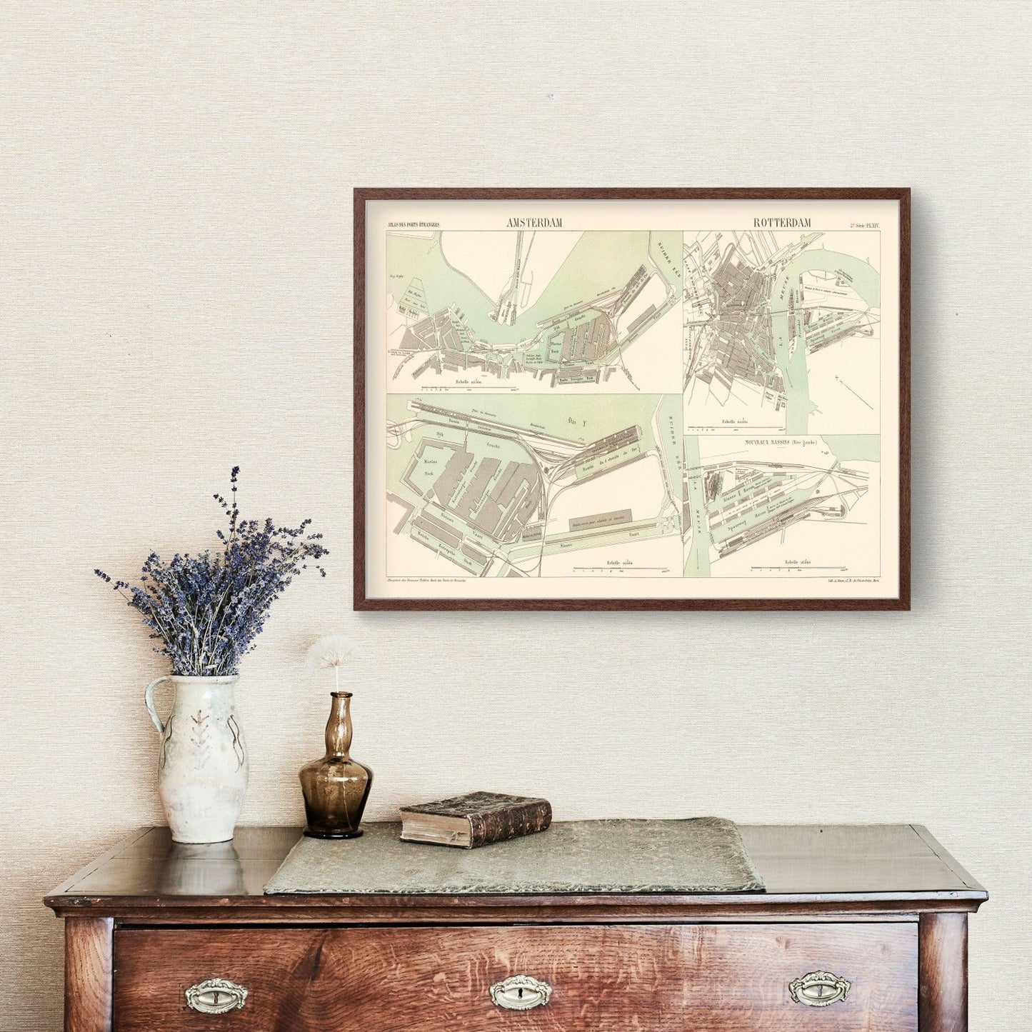 Vintage Map of Amsterdam, Netherlands 1886