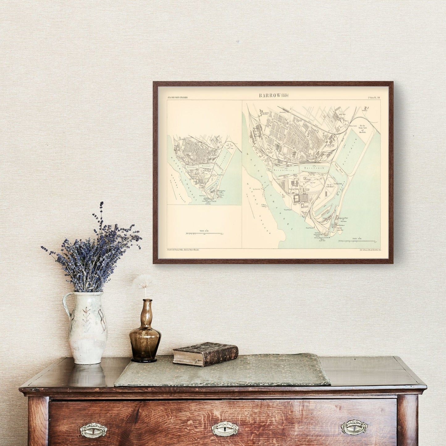 Vintage Map of Barrow, England 1884