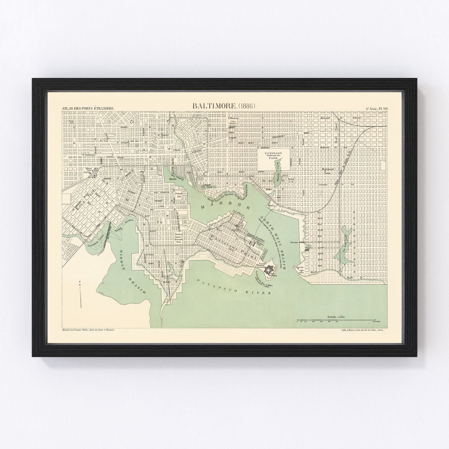 Vintage Map of Baltimore, Maryland 1886