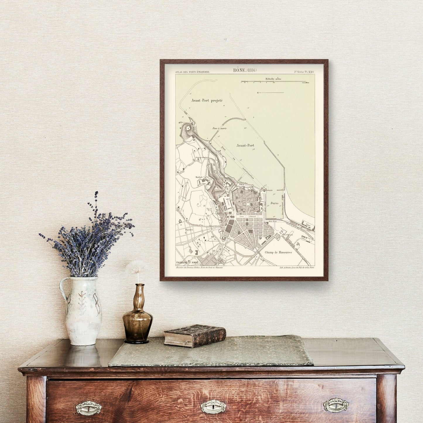 Vintage Map of Annaba, Algeria 1886