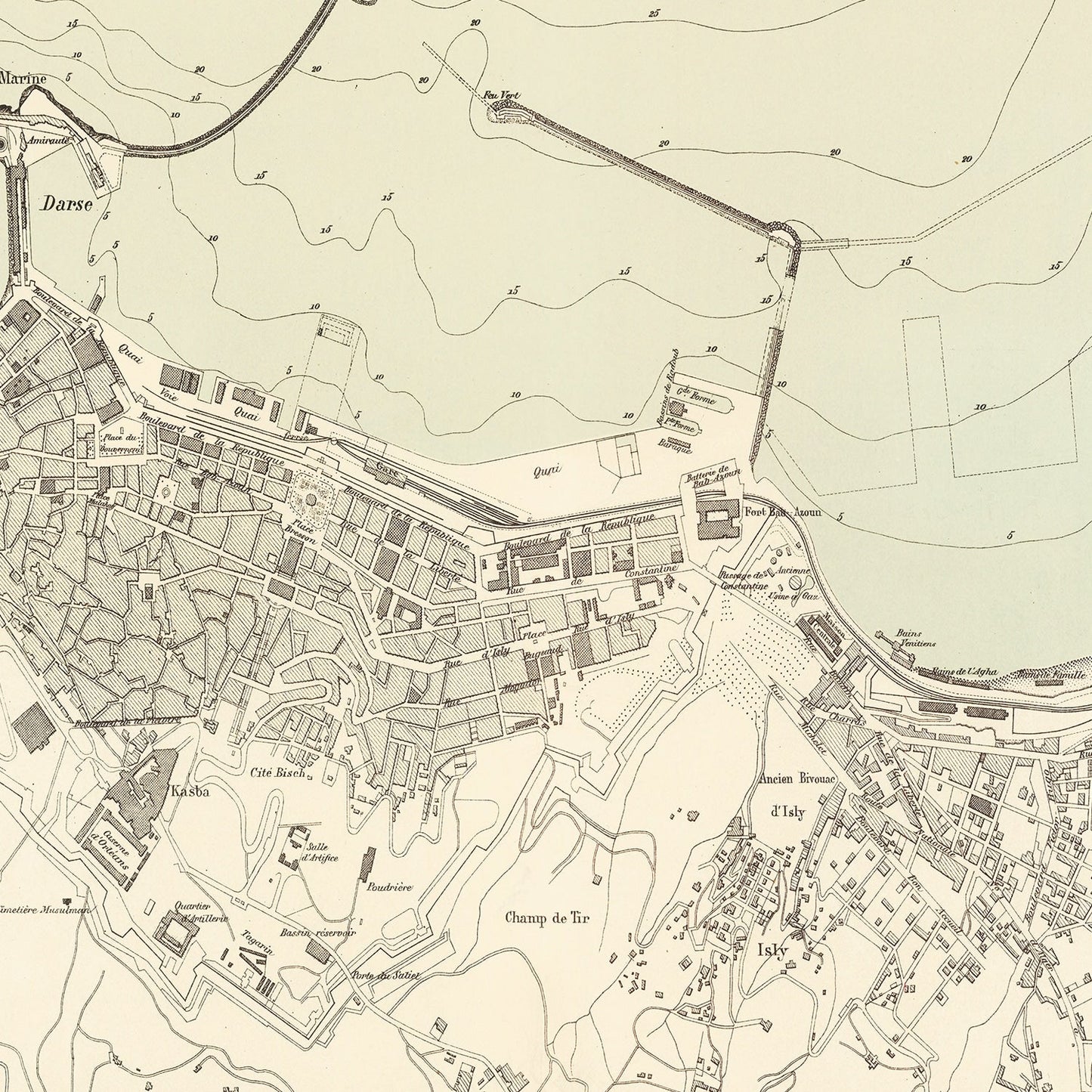 Vintage Map of Algiers, Algeria 1886