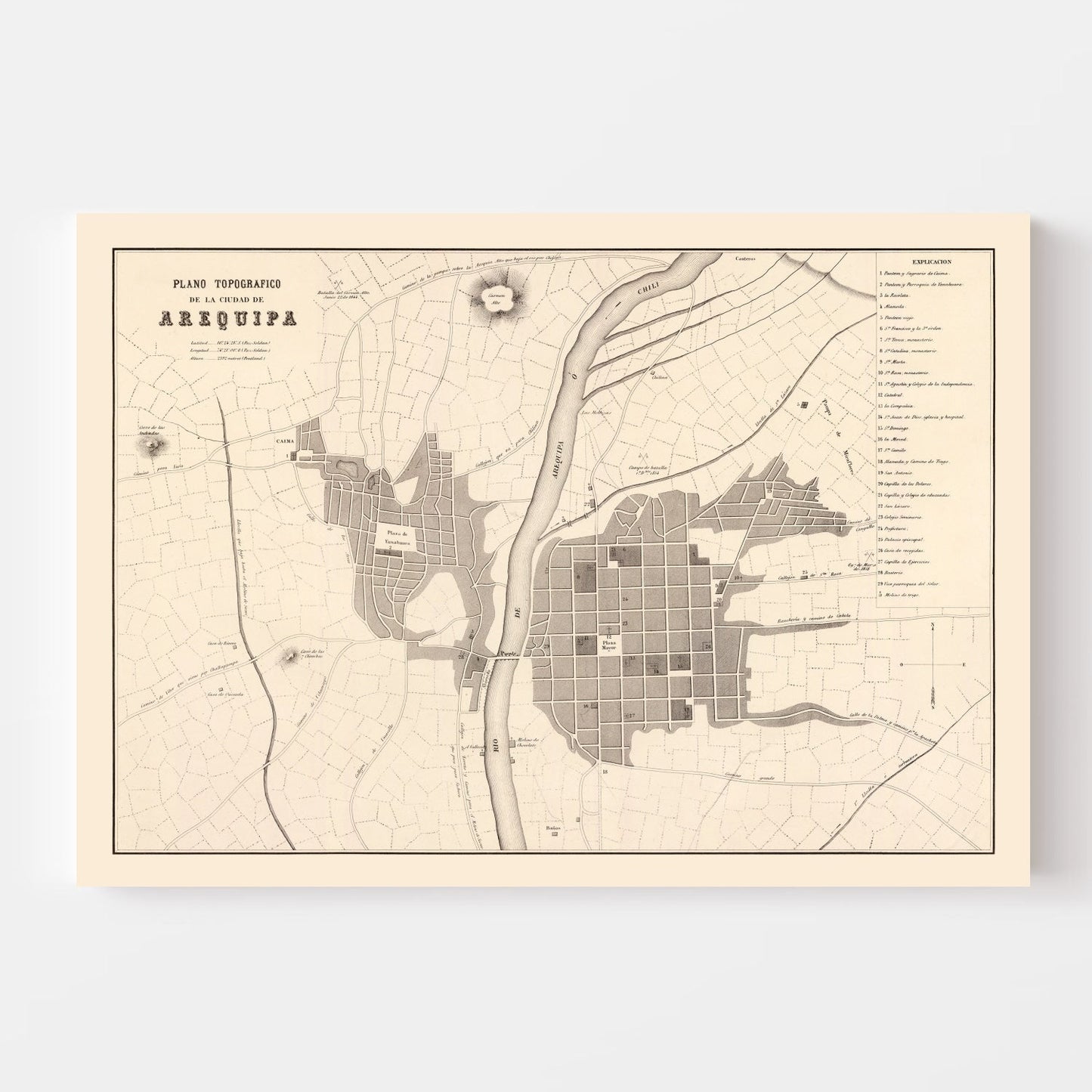 Vintage Map of Arequipa, Peru 1865