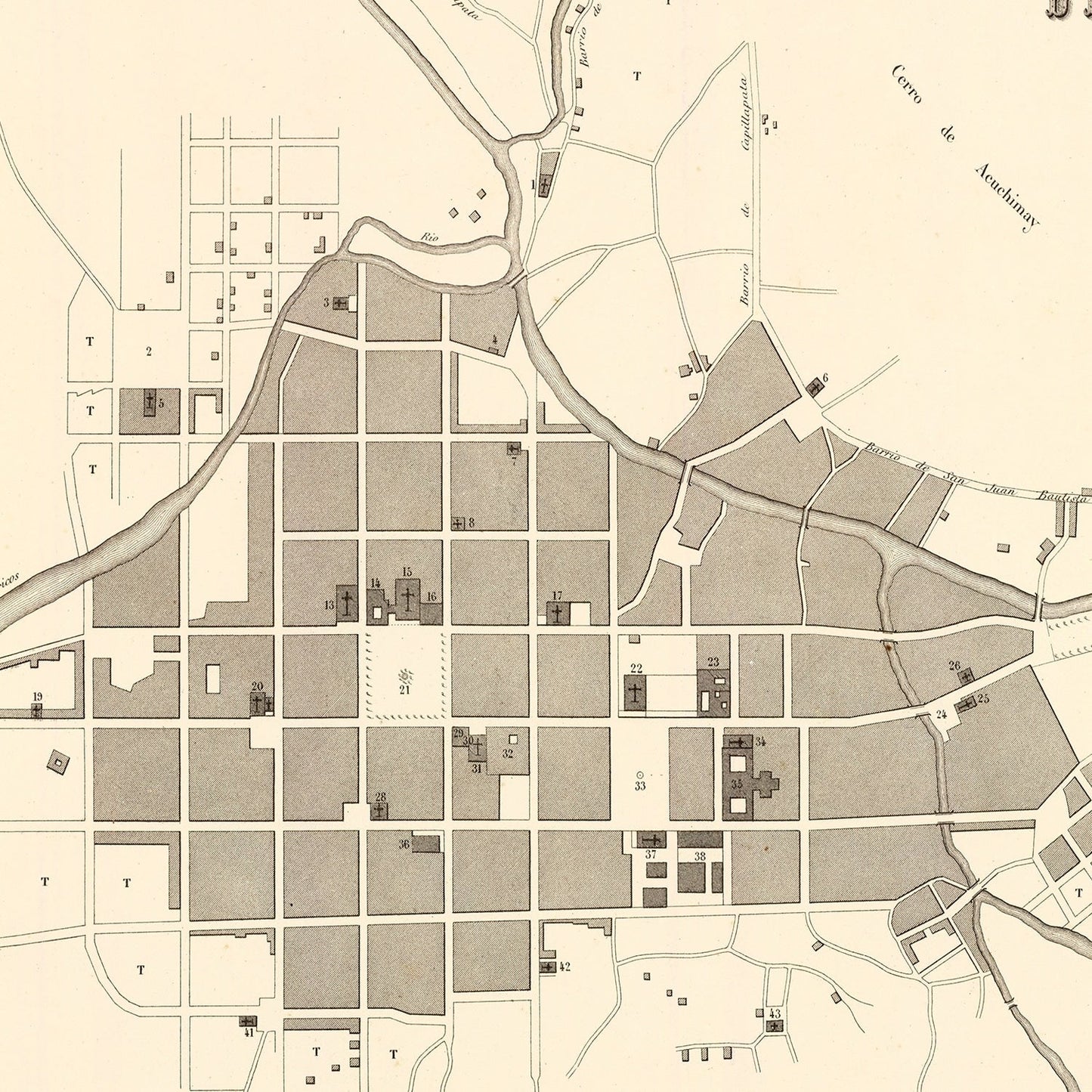 Vintage Map of Ayacucho, Peru 1865