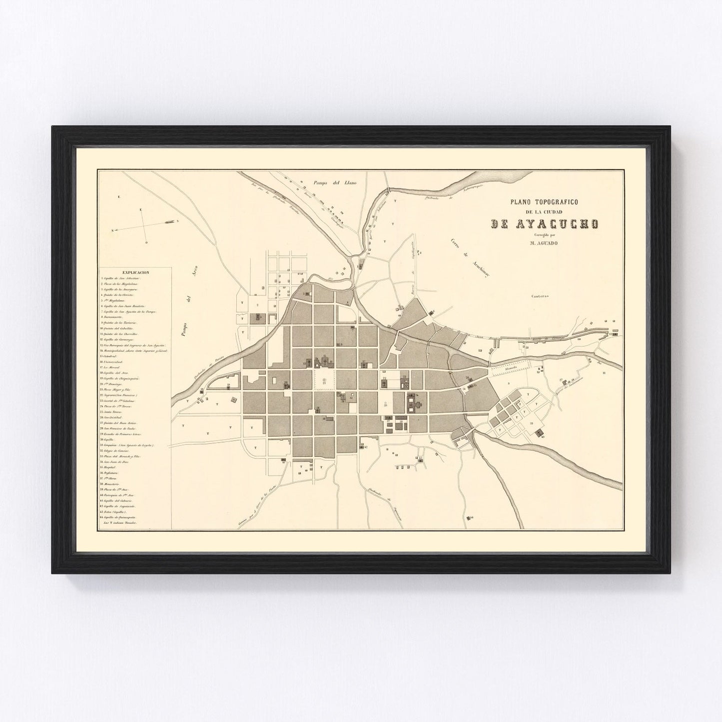 Vintage Map of Ayacucho, Peru 1865