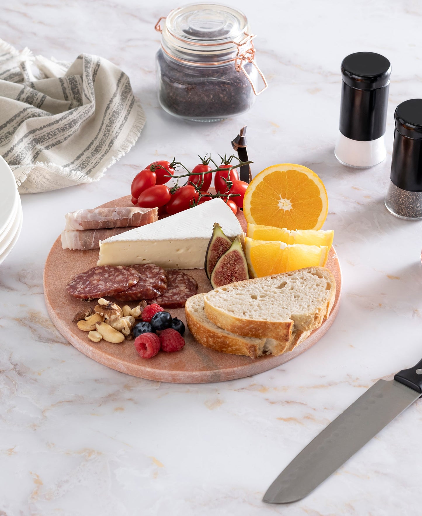 Elegant Pink Marble Cutting Board for Stylish Food Prep