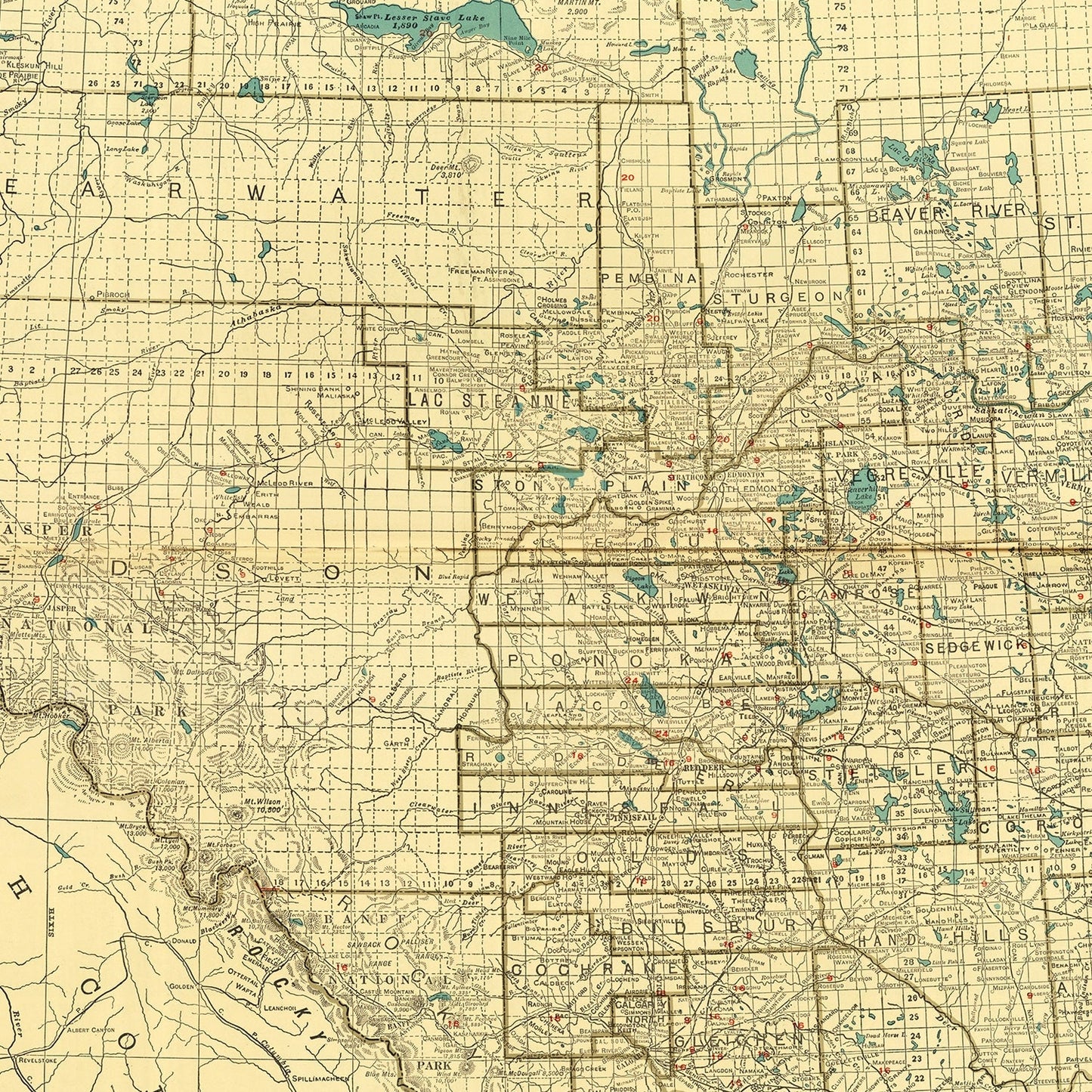 Vintage Map of Alberta Canada, 1924