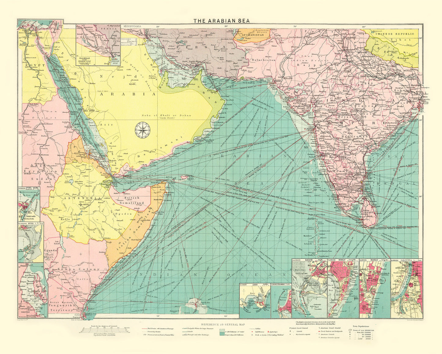 Vintage Map of Arabian Sea, 1922
