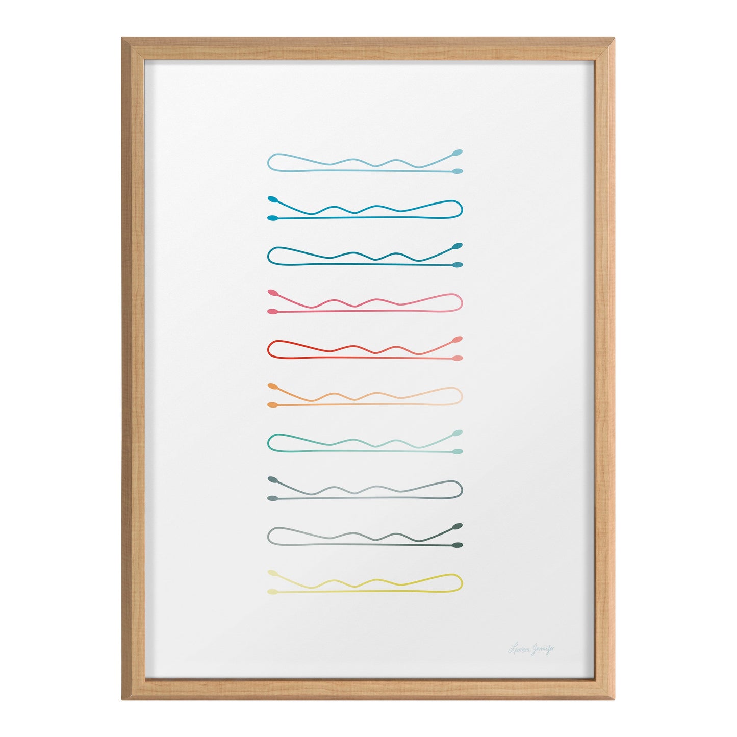 Blake Colorful Bobby Pins Framed Printed Glass by Leonora Jennifer Benza of Yellow Heart Art