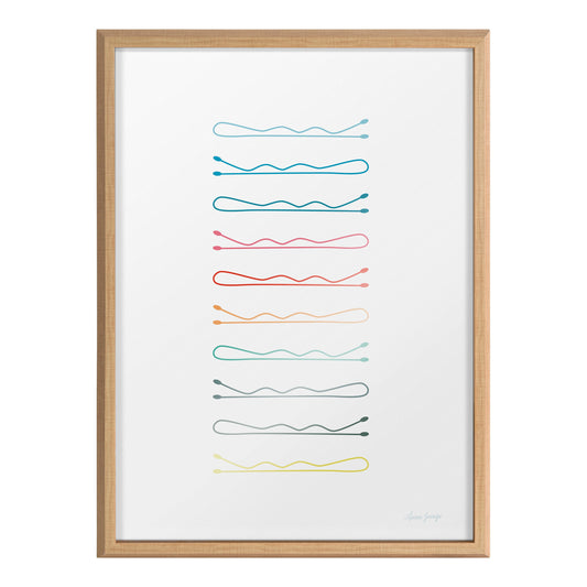 Blake Colorful Bobby Pins Framed Printed Glass by Leonora Jennifer Benza of Yellow Heart Art