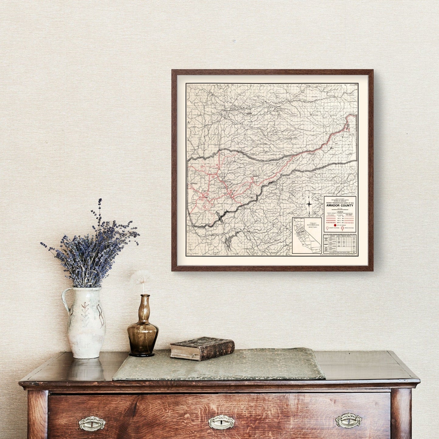 Vintage Map of Amador County, California 1935
