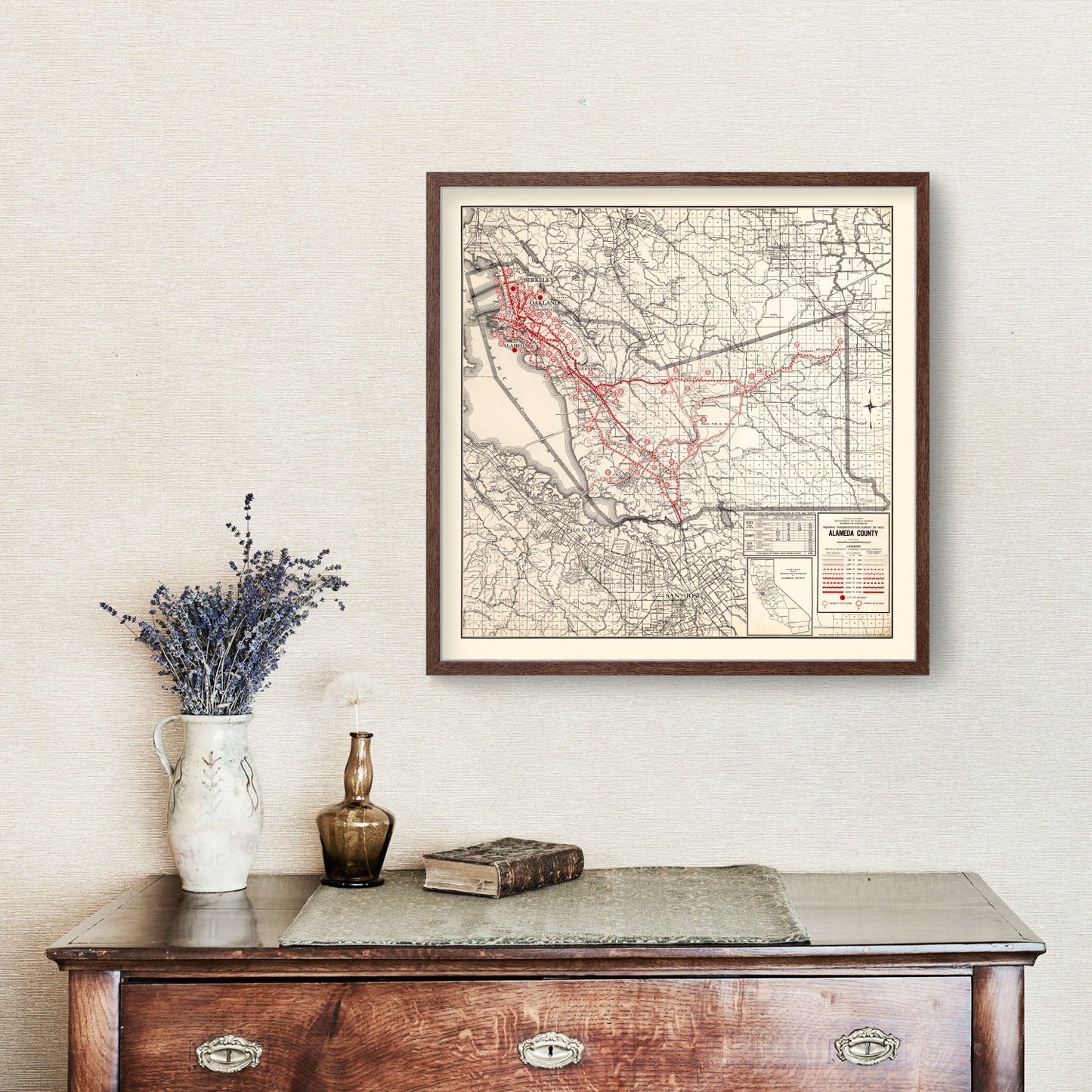 Vintage Map of Alameda County, California 1935
