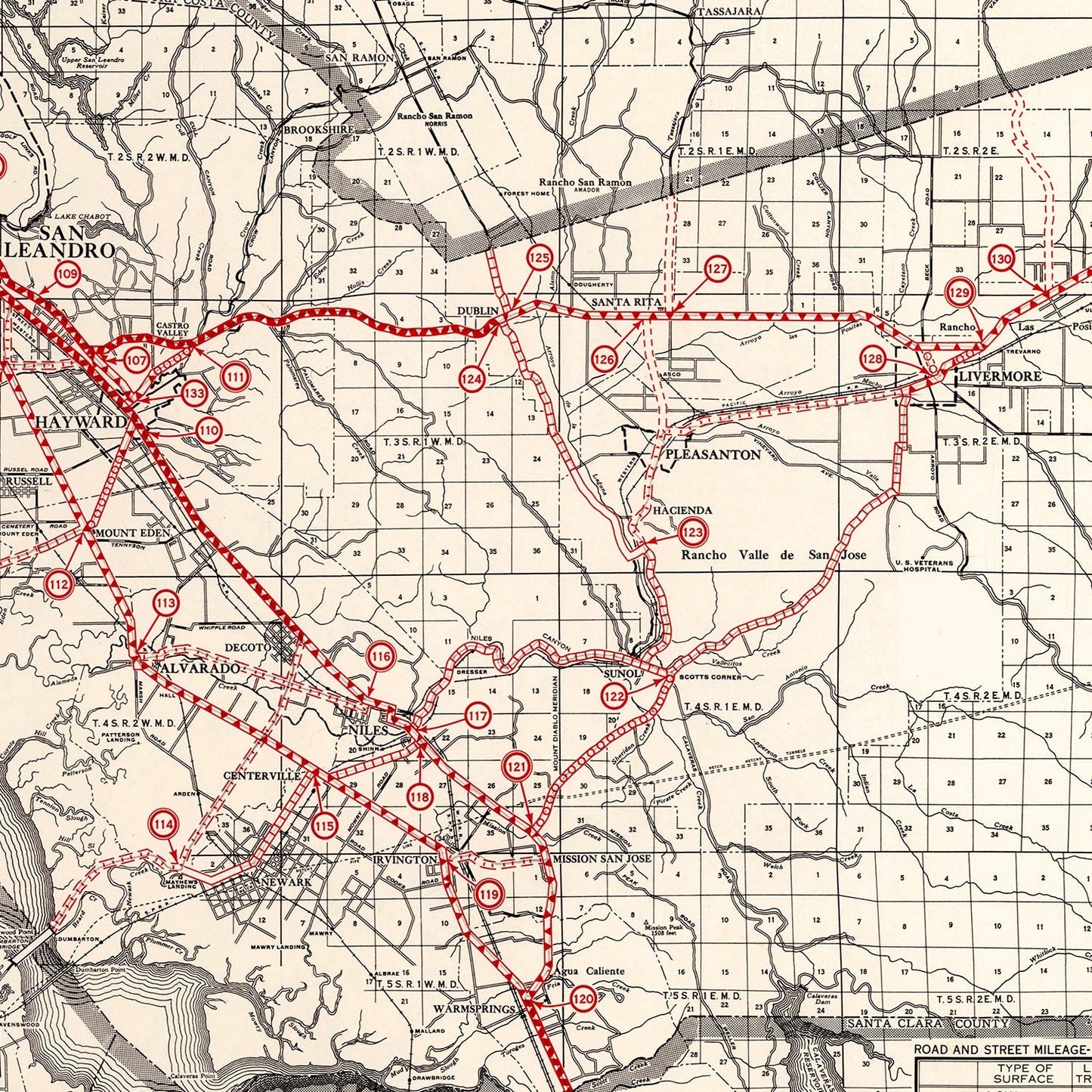 Vintage Map of Alameda County, California 1935