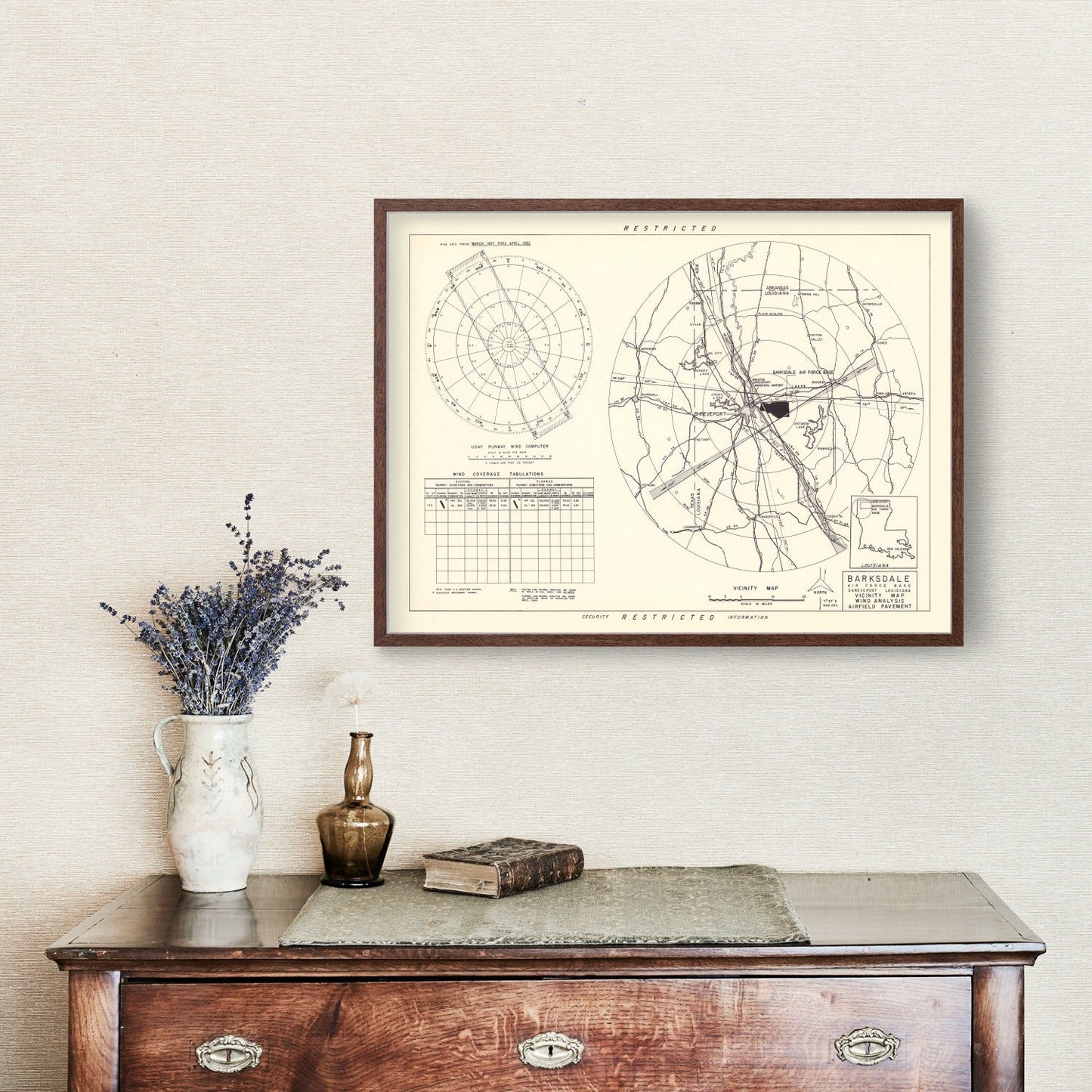 Vintage Map of the Barksdale Air Force Base Vicinity, 1952