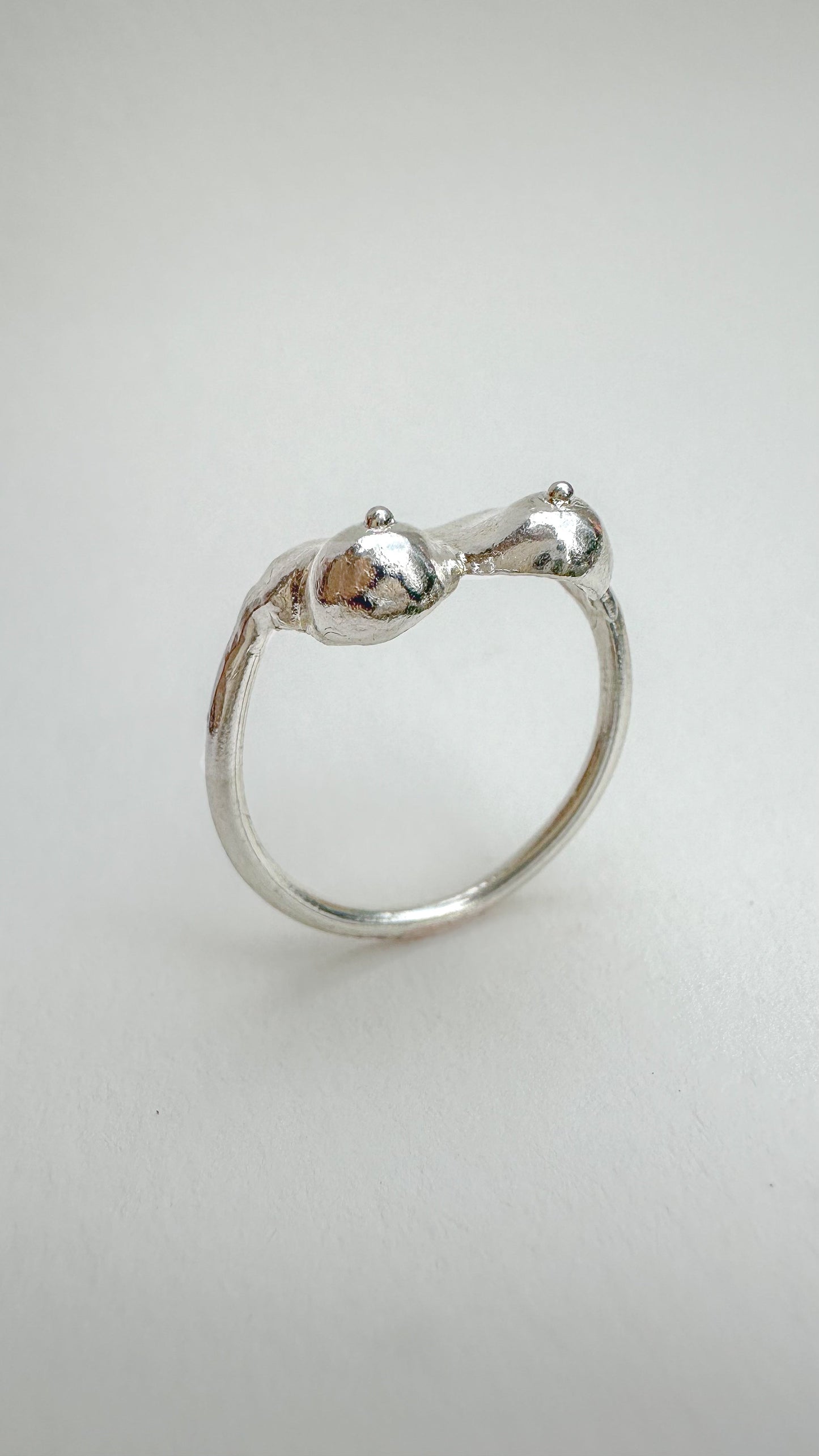 Breastful Bling, Silver boob ring, breast cancer awareness ring, Titty Trinket, Mammary Magic ring.
