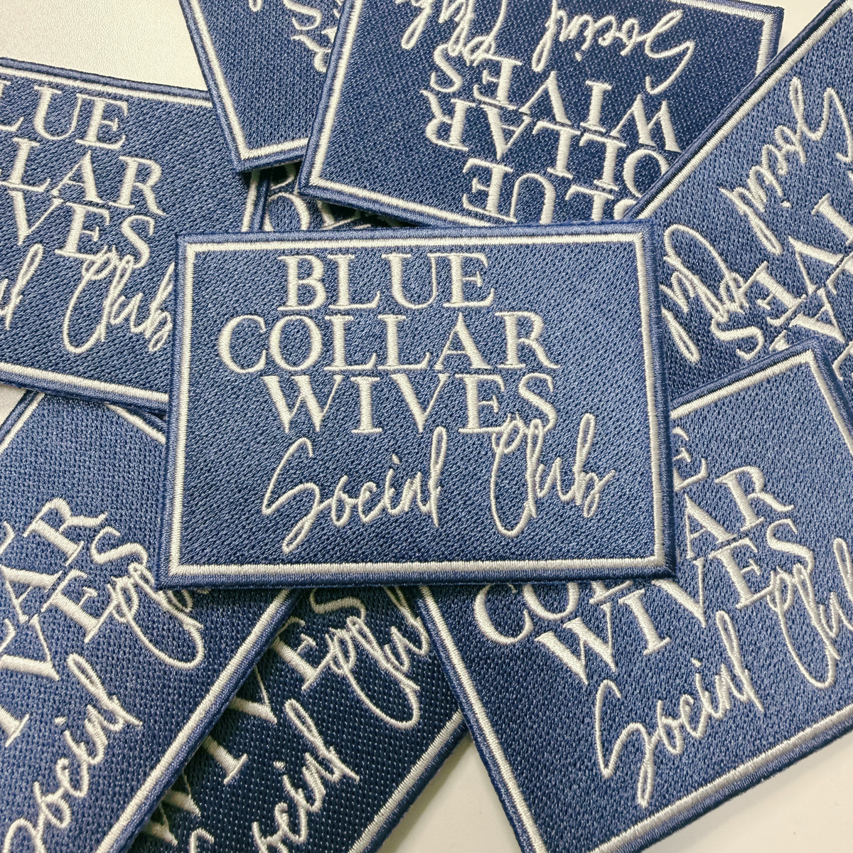 Blue Collar Wives Social Club (3.5" x 2.5") - Embroidered Hat Patch