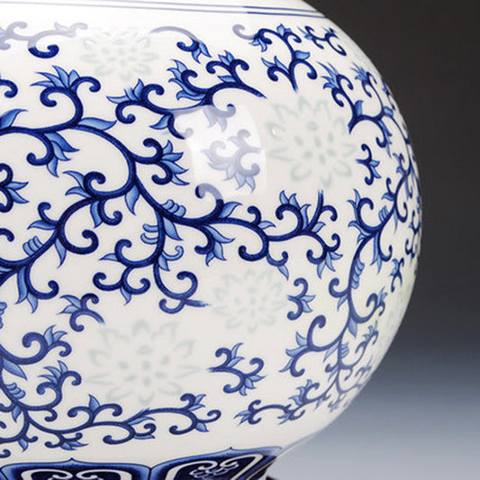 Chinese Porcelain Vase with Blue and White Flowers or Branches