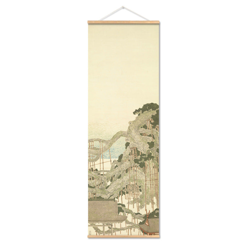 Antique Chinese Hand-Painted Landscape Scroll, Pine Tree