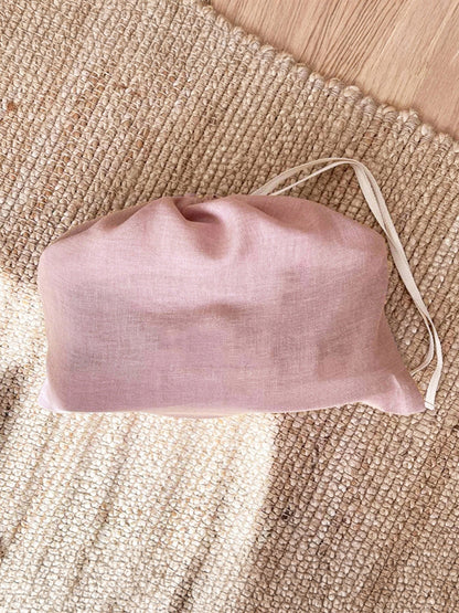 100% Linen Solid-Color Drawstring Storage Bag