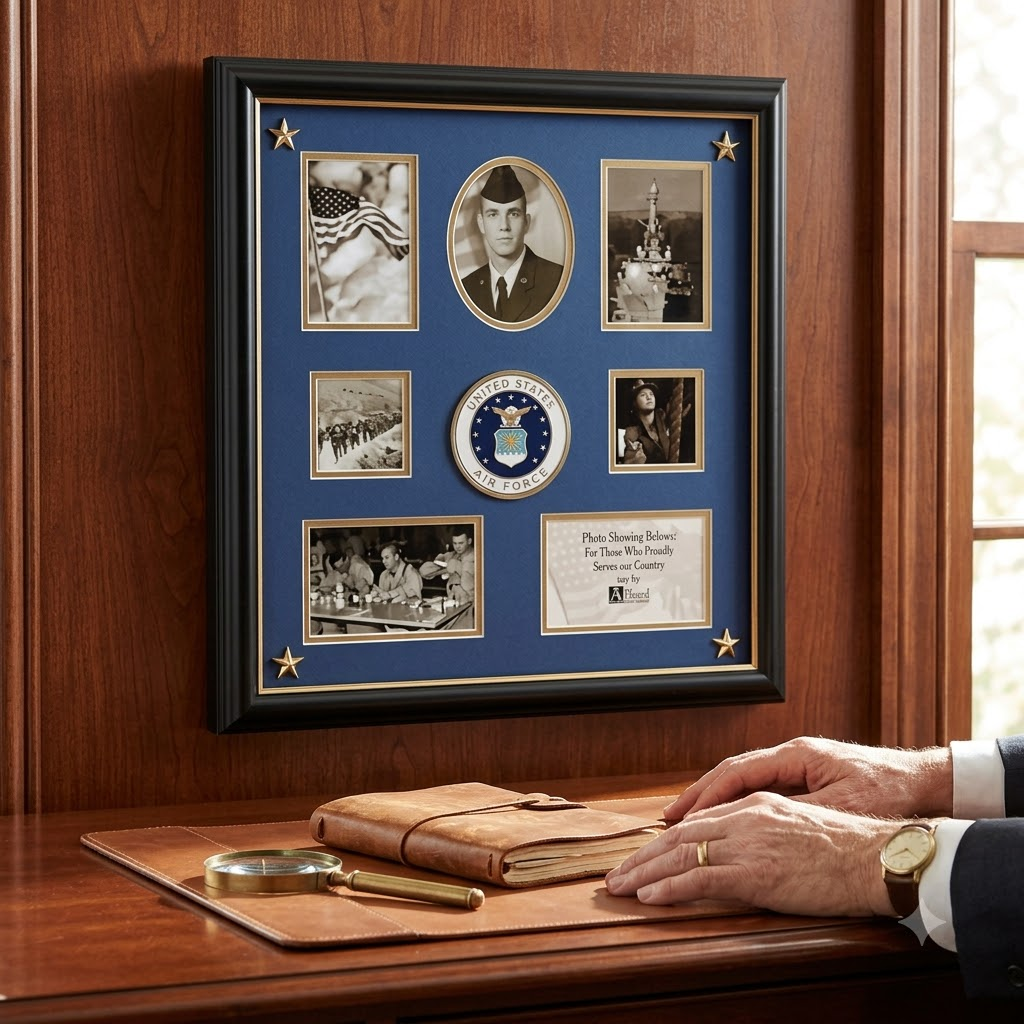 United States Air Force Medallion 7 Picture Collage Frame with Stars