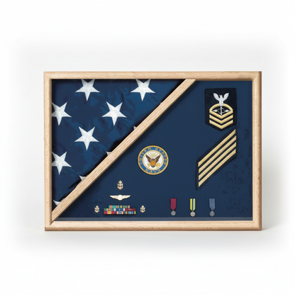 Air Force Blue - Wood Flag Display Case - Fit 3' x 5' Flag.