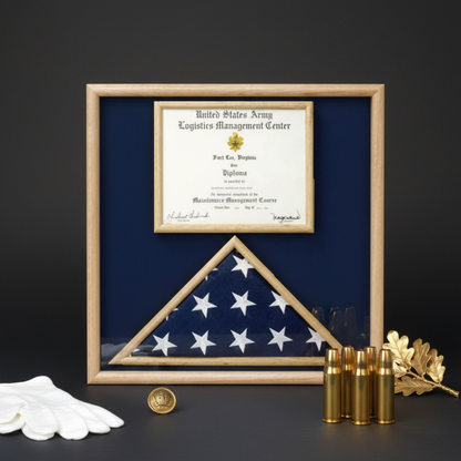 Air Force Flag and certificate Display case - Fit 3' x 5' flag.