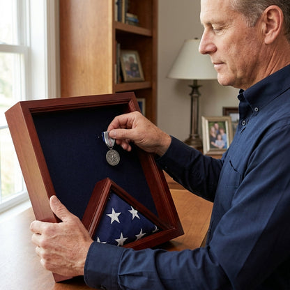 Air Force Flag, Medal Display Case, Flag Shadow Box - Fit 3' x 5' Flag.