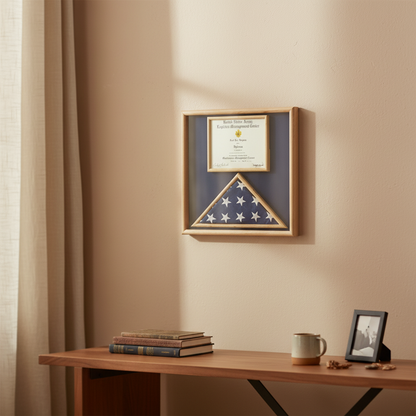 Air Force Flag and certificate Display case - Fit 3' x 5' flag.