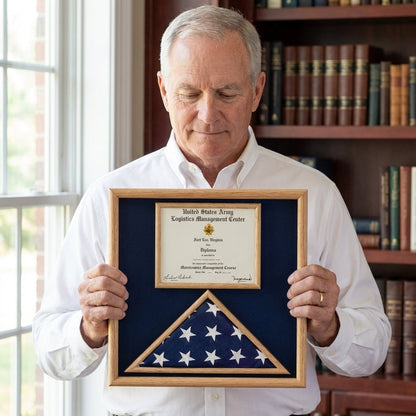 Air Force Flag and certificate Display case - Fit 3' x 5' flag.