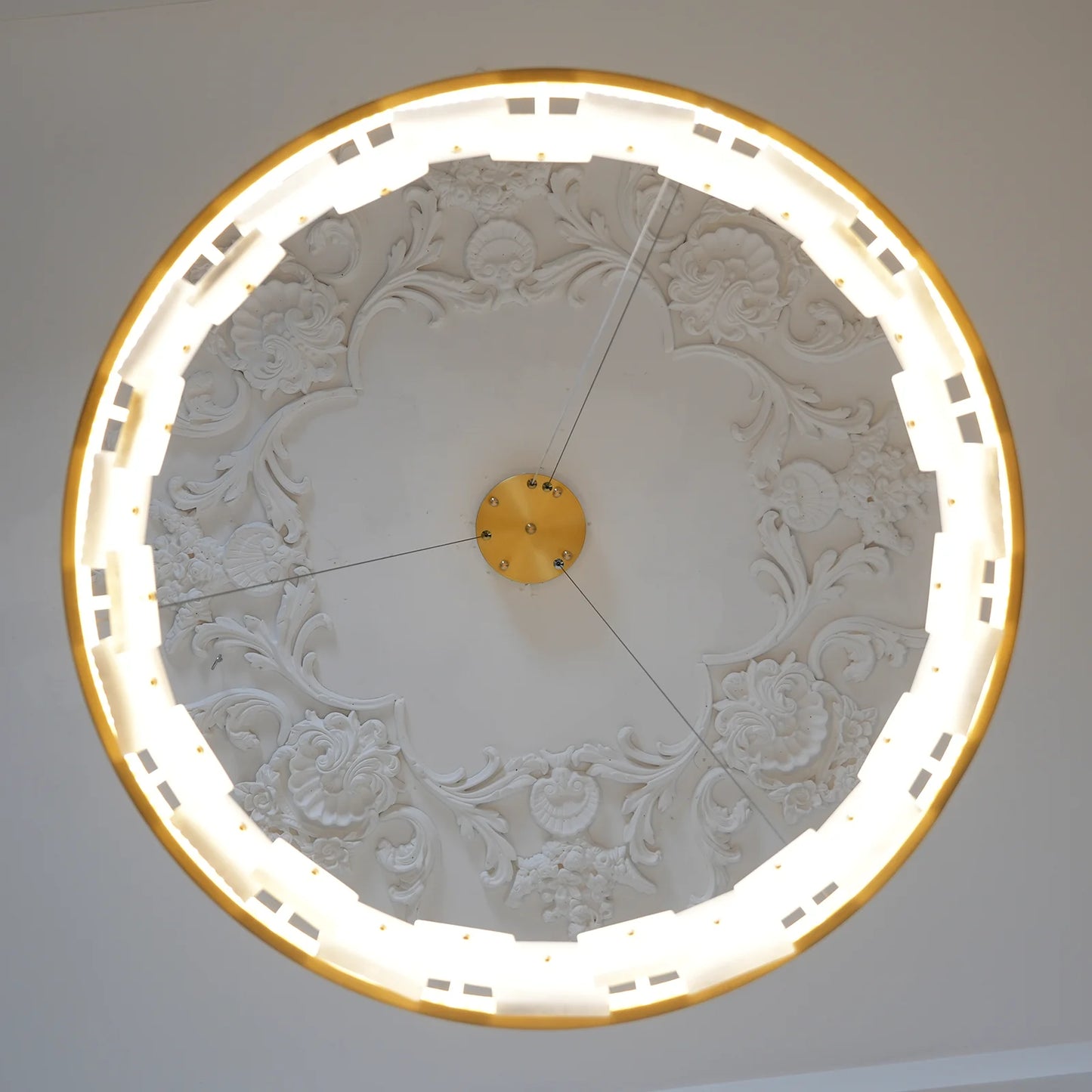 Alabaster Halo Brass Chandelier