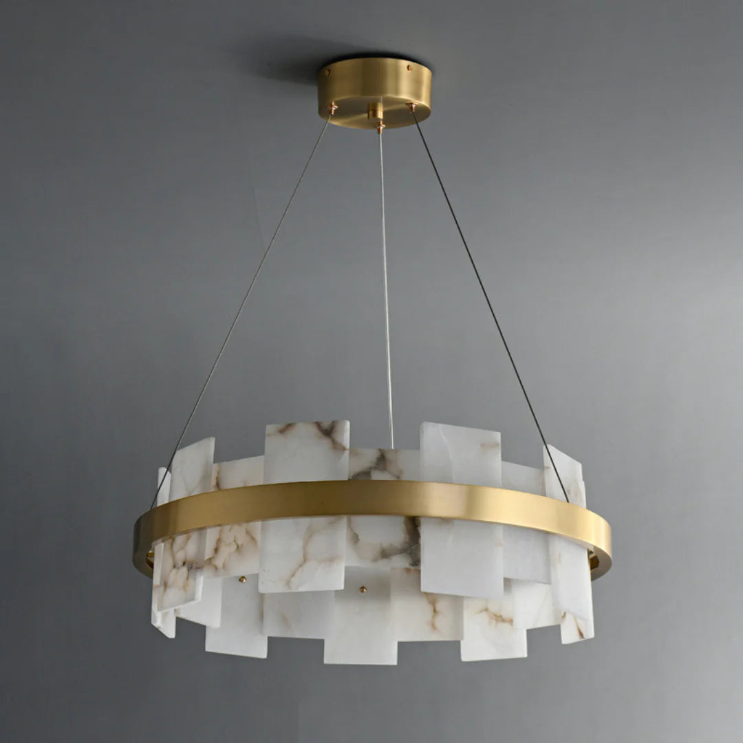Alabaster Halo Brass Chandelier
