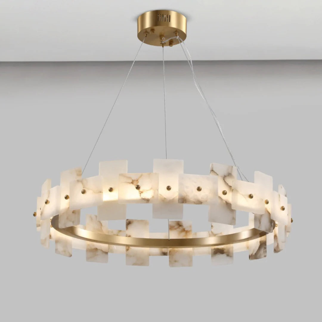 Alabaster Halo Brass Chandelier