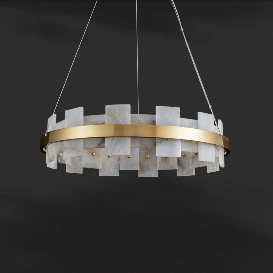 Alabaster Halo Brass Chandelier