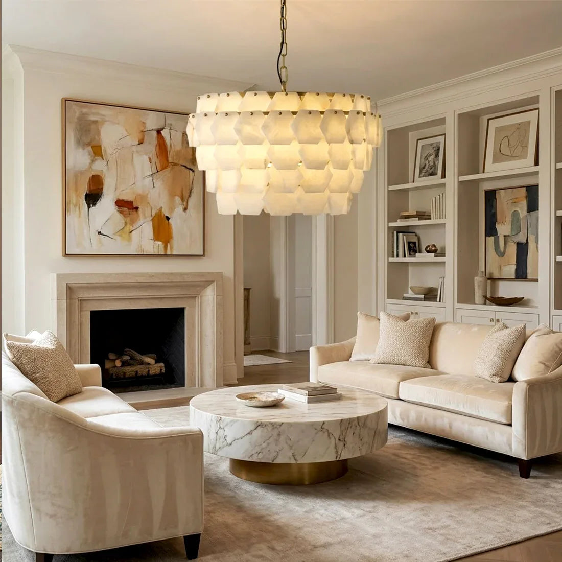 Alabaster Geometric Cloud Chandelier