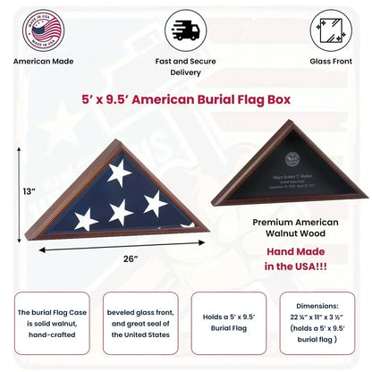 American Burial Flag Case for the Standard 5’ x 9 ½’ Flag.