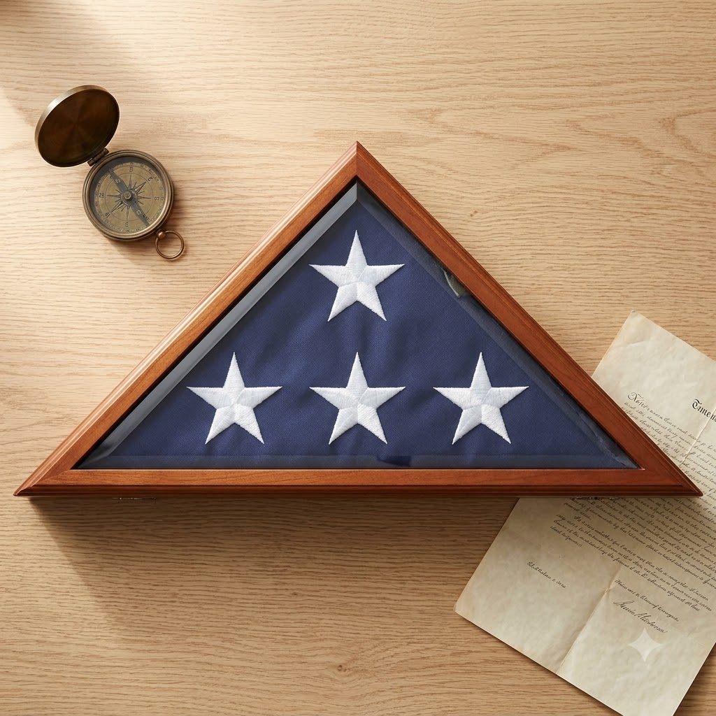 Premium Veteran Burial Flag Case with Beveled Glass for 5' x 9' for Burial Flag