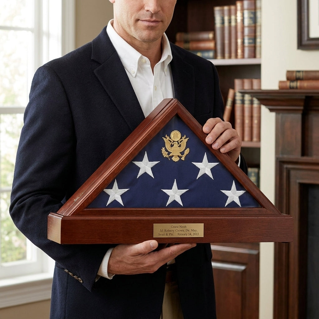Flag and urn display case, Eternity Flag case, Flag Display Case