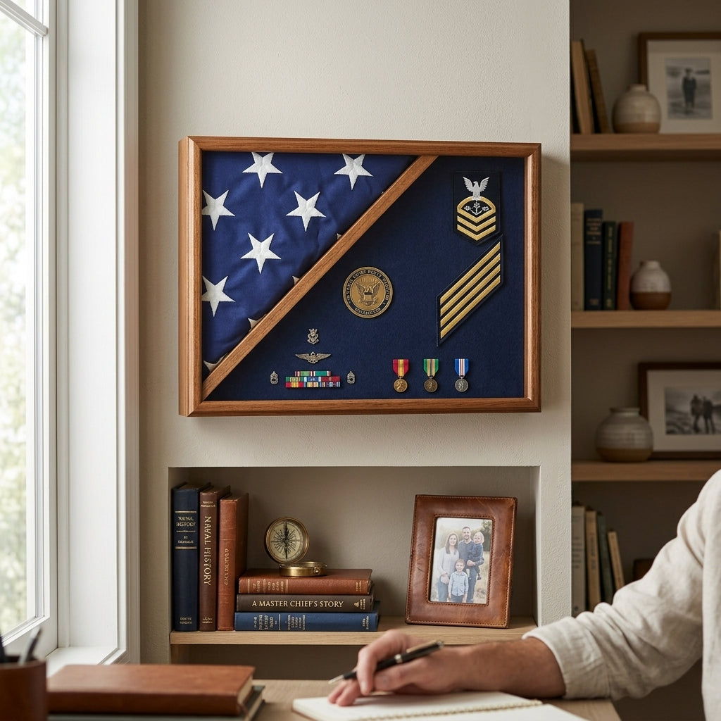 Flag Boxes,Flag Display Box - Oak